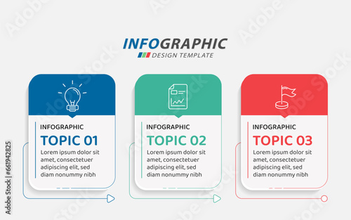 Timeline Creator infographic template. 3 Step timeline journey, calendar Flat simple infographics design template. presentation graph. Business concept with 3 options, vector illustration.