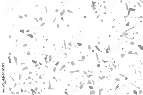 Silver glitter confetti on a white background. Decorative element.