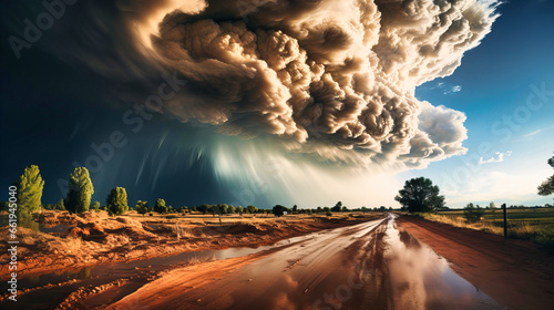 Desert tornado colliding with a monsoon