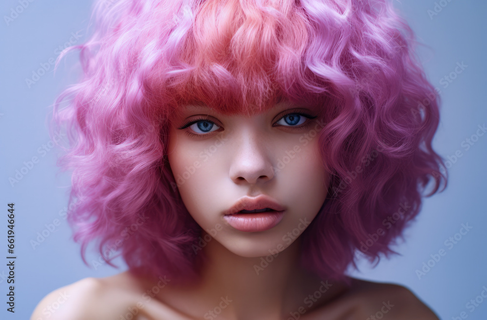 Portrait of a young multiracial woman with a wig Portrait of a young multiracial woman with a wig