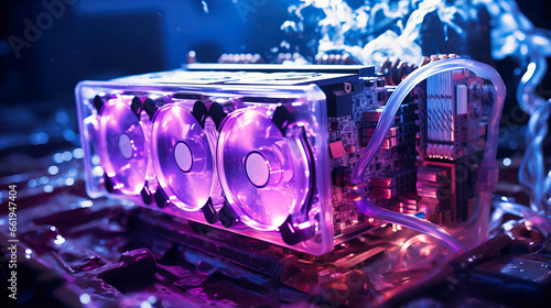 A high performance computer cooling system illuminated by neon LED