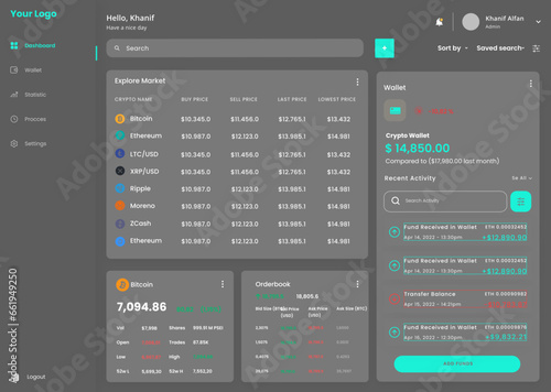 Trading, Trade and Cryptocurrency Market and Crypto Exchange black Dashboard CMS UI Kit Template