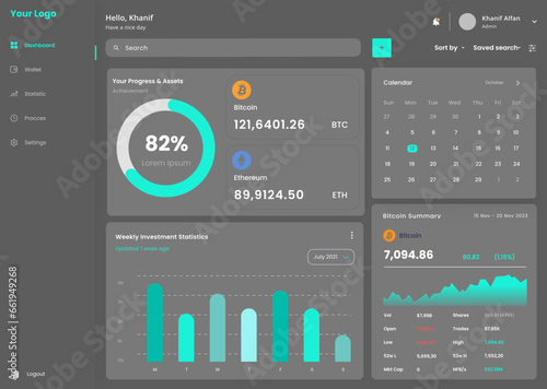 Trading, Trade and Cryptocurrency Market and Crypto Exchange black Dashboard CMS UI Kit Template