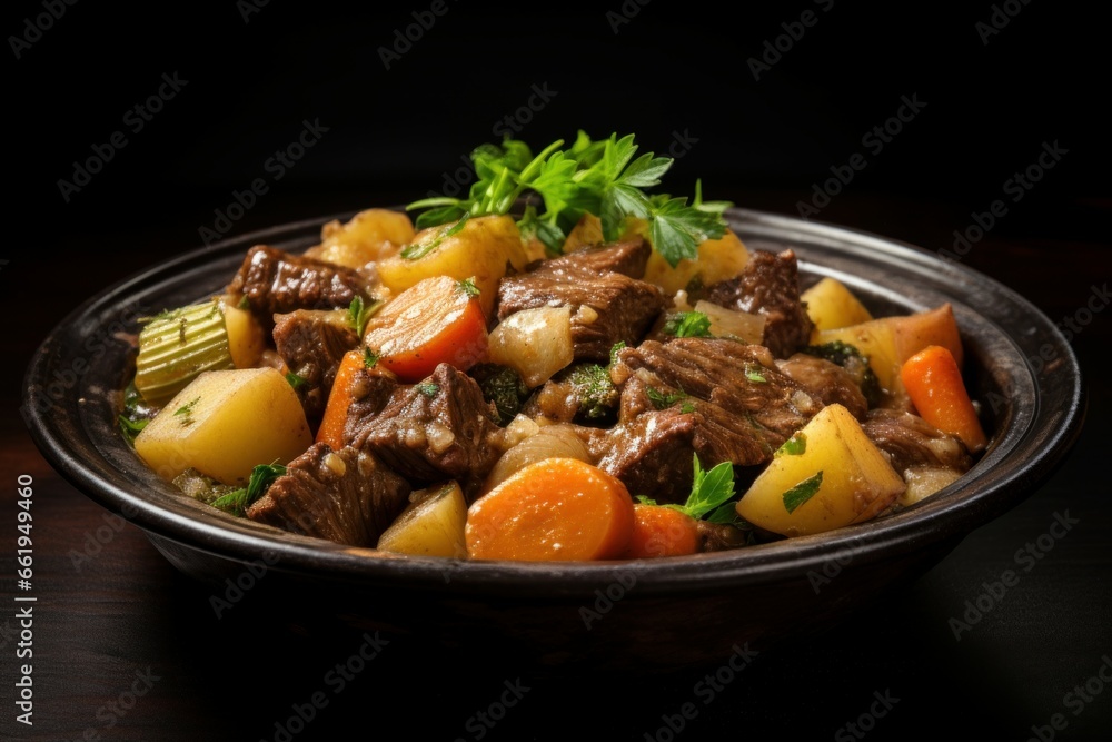 Flavorful Beef stew vegetables sauce. Meal recipe. Generate Ai Flavorful Beef stew vegetables sauce. Meal recipe. Generate Ai