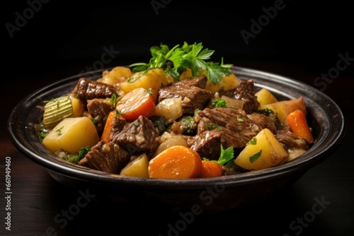 Flavorful Beef stew vegetables sauce. Meal recipe. Generate Ai