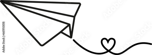vector illustration of an airplane with a heart on a transparent background