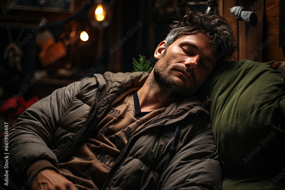 The epitome of relaxation as someone dozes off in a comfortable bed with soft sheets The epitome of relaxation as someone dozes off in a comfortable bed with soft sheets