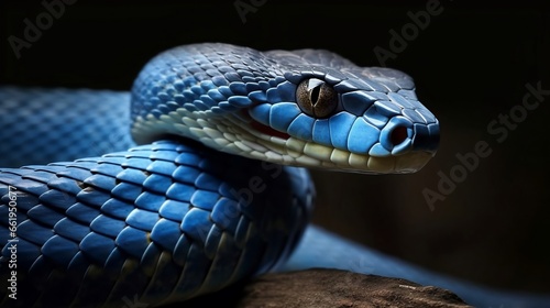 close up of a blue python