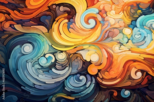 Colorful swirling patterns. Generative AI