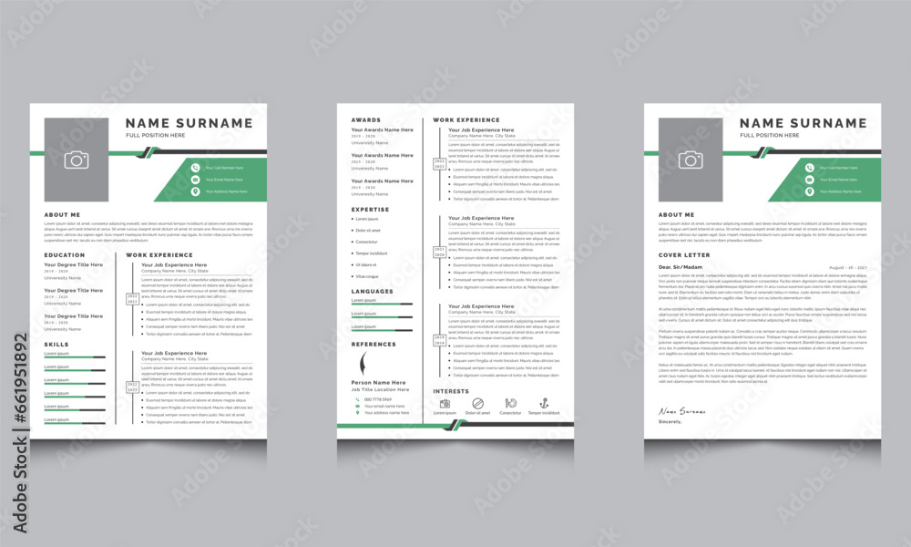 Creative Resume Vector Template And Cover Letter
