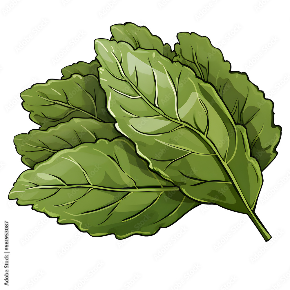 cartoon clipart of Collard Greens, food clipart, vegetables clipart