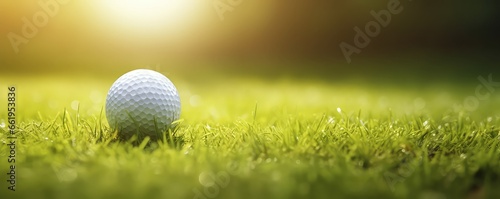 golf ball on a wide  green field  under the hot sun. Generative AI