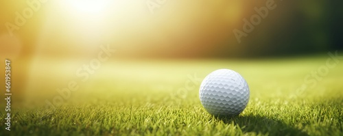 golf ball on a wide, green field, under the hot sun. Generative AI