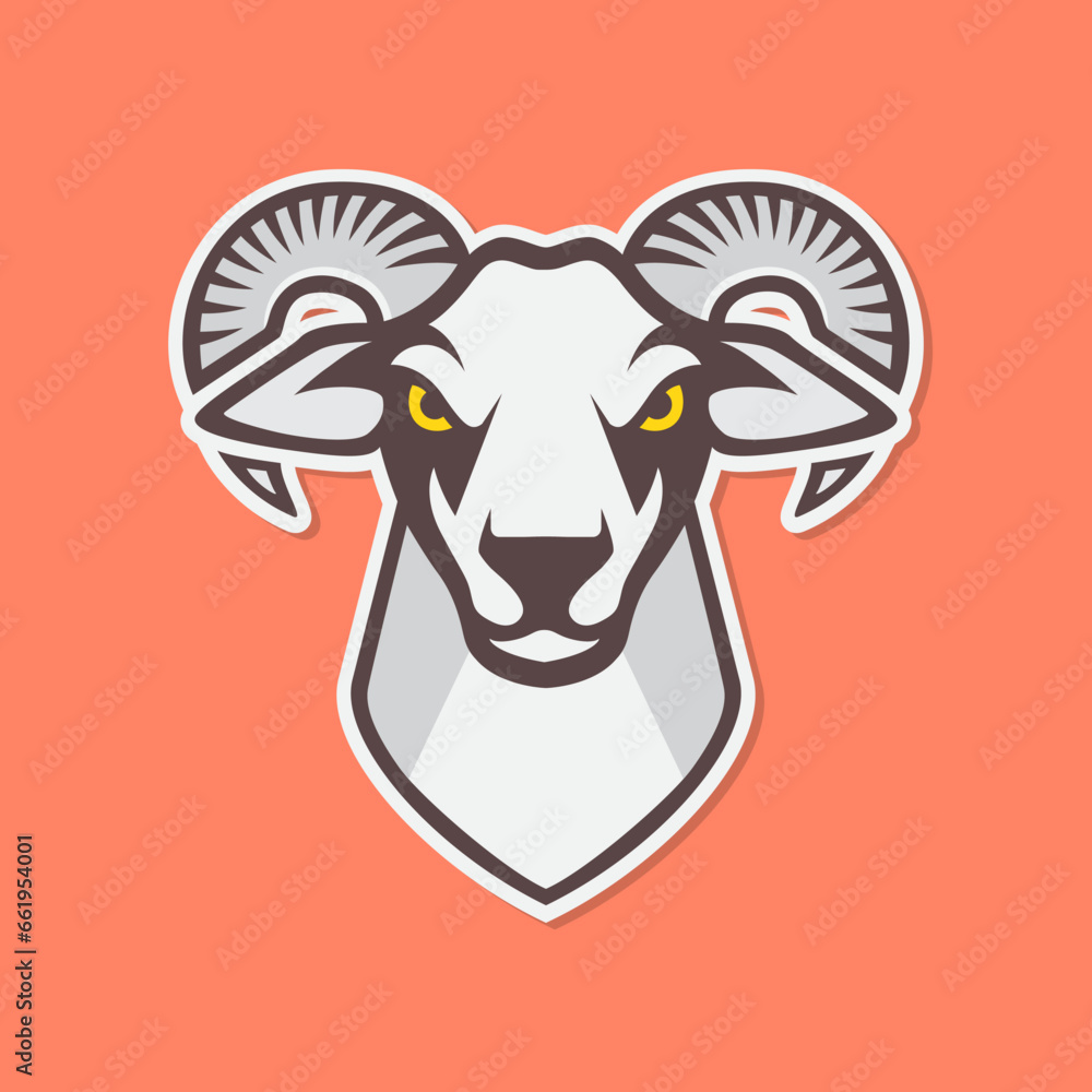 Obraz premium goat male rounded horn livestock mountain cattle modern mascot character cartoon sticker colorful logo design vector icon illustration