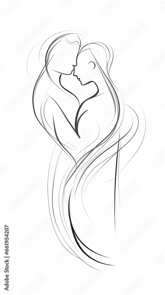 casamento Um desenho de linha isolado no fundo branco casamento Um desenho de linha isolado no fundo branco