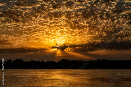 Fototapeta Naklejka Na Ścianę i Meble -  Heavenly landscape of the evening dawn over the Volga River