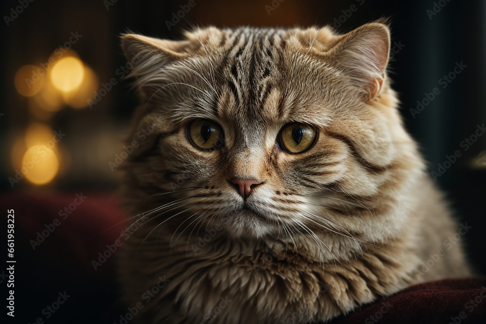 Close up portrait of a young scottish fold 