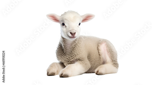 Cute lamb sitting on transparent background