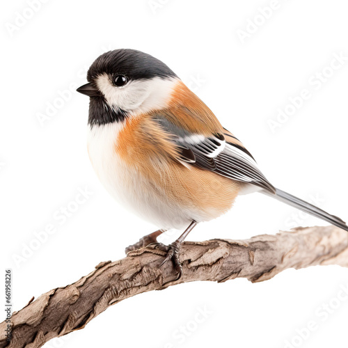 Cute bird sitting on branch in transparent background