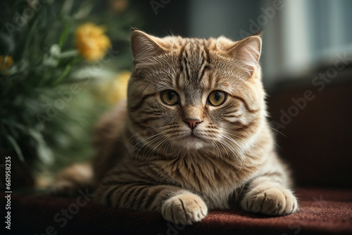 Close up portrait of a young scottish fold 