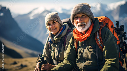  elderly couple trekking in Bariloche, Argentine Patagonia, traveling through Latin America, nomadic style