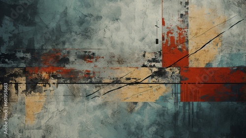 Design a grunge-style abstract composition with distressed textures and edgy, urban vibes. photo