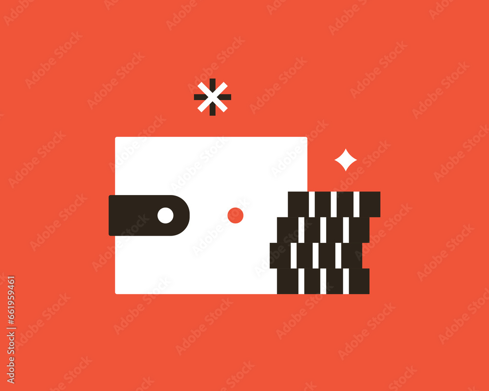 Geometric wallet illustration in flat style design. Vector illustration. Geometric wallet illustration in flat style design. Vector illustration.