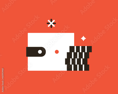 Geometric wallet  illustration in flat style design. Vector illustration. 