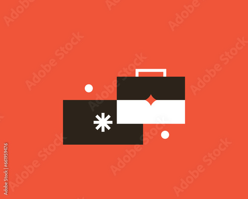 Geometric bag illustration in flat style design. Vector illustration. 