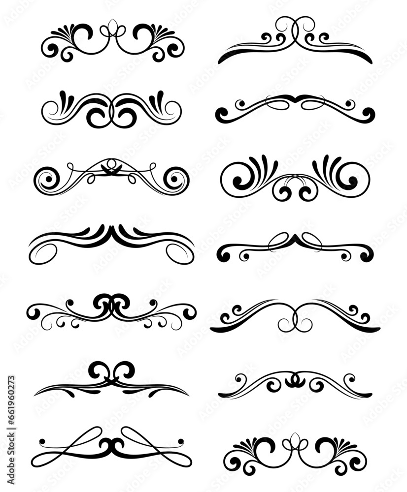 Set ornate calligraphy vector swirls