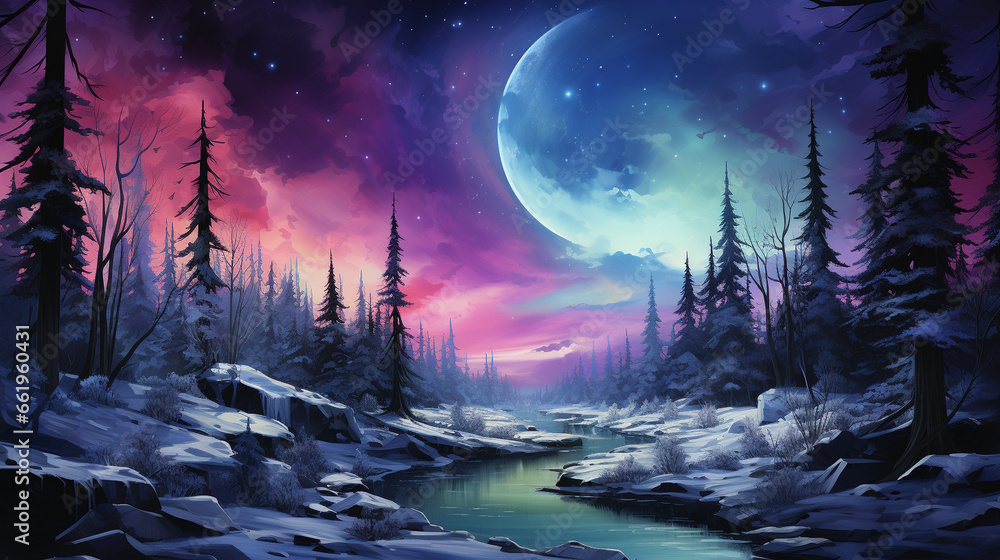 Cosmic Aurora A breathtaking view of the Northern Lights, painting the