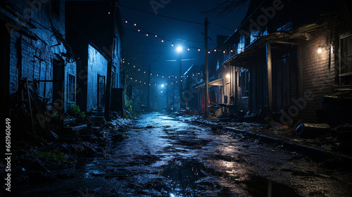 Dark Alleyway  A mysterious and slightly eerie urban alley at night  lit by a single streetlight  evoking intrigue.