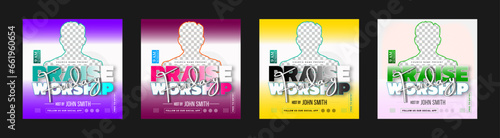 Church conference social media post or worship square flyer banner template