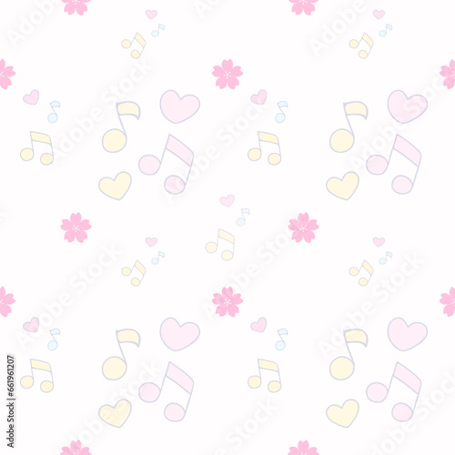 Light color soft cute seamless pattern with melody star heart flowers for kids wallpaper textile graphic design print paper 