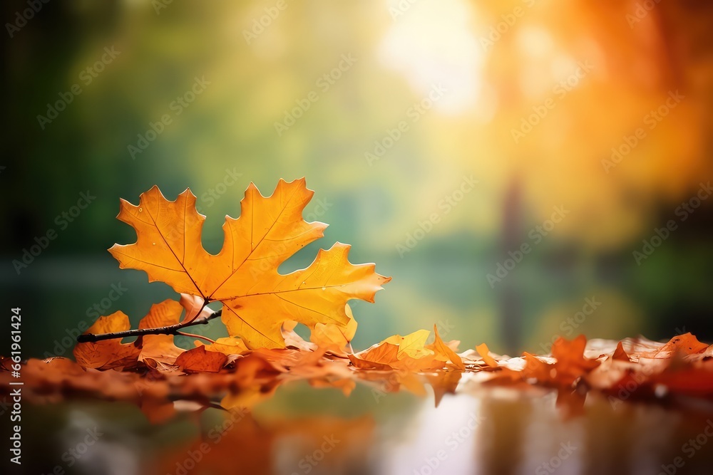 Beautiful yellow red and orange maple leaves in an autumn. Autumn with beautiful orange colors and leaves. Generative AI Beautiful yellow red and orange maple leaves in an autumn. Autumn with beautiful orange colors and leaves. Generative AI