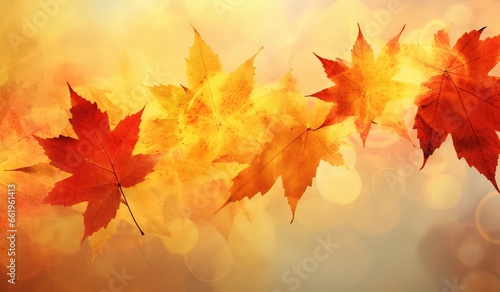 Beautiful yellow red and orange maple leaves in an autumn. Autumn with beautiful orange colors and leaves. Generative AI