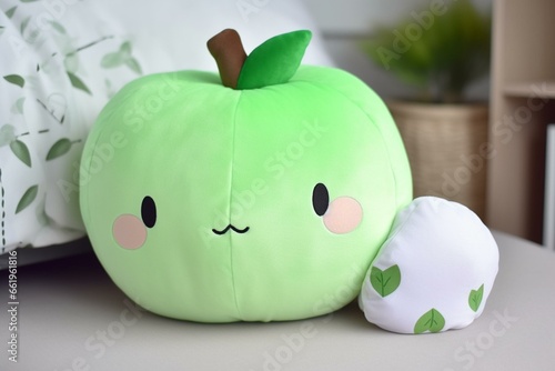 adorable plush squishmallow kawai apple toy. Generative AI photo