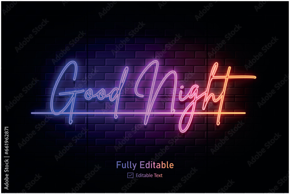 Fototapeta premium Neon effect for edible text neon style effect logo and night club logo and night party poster text