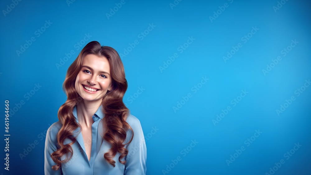 Beautiful woman smiling isolated on studio background with copyspace area Beautiful woman smiling isolated on studio background with copyspace area