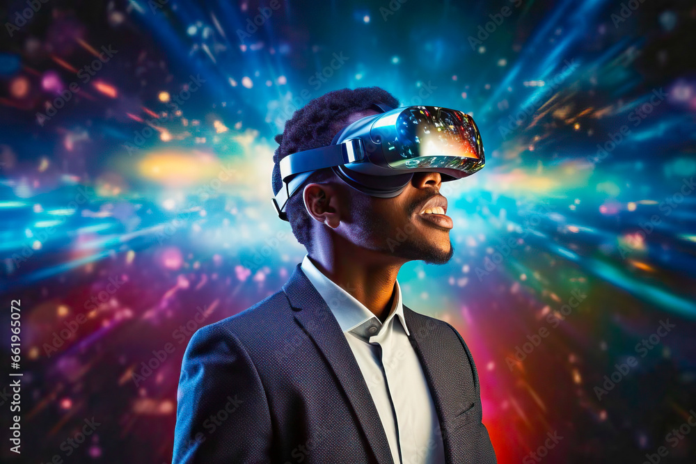 African American Man Exploring Historic Sites in Virtual Reality African American Man Exploring Historic Sites in Virtual Reality