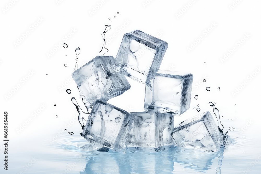 Ice cubes on white background. made with generative AI Ice cubes on white background. made with generative AI