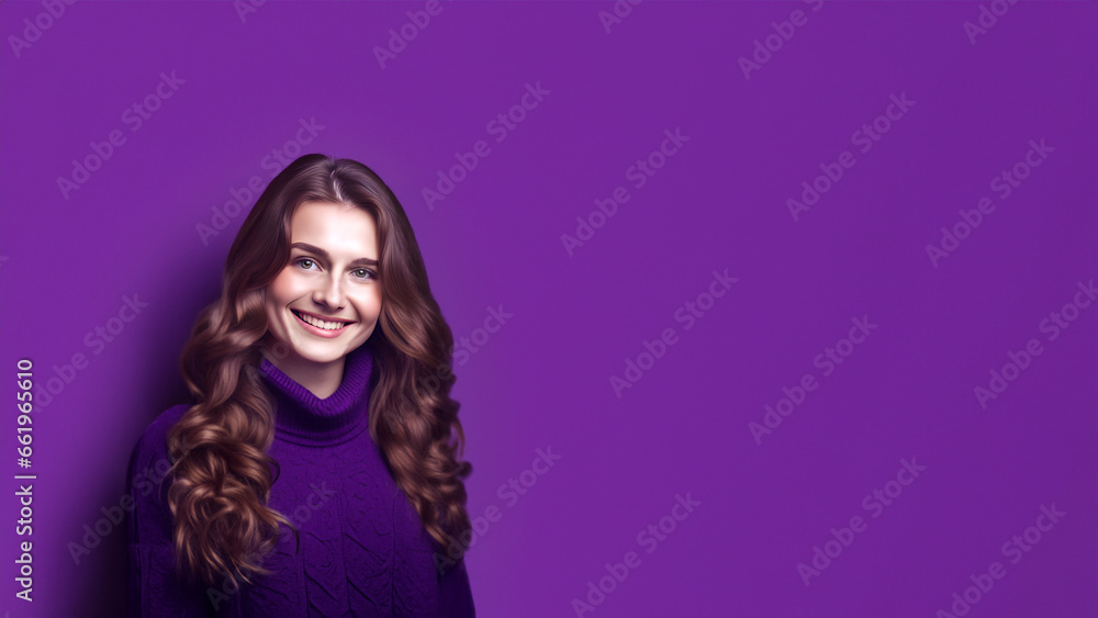 Beautiful woman smiling isolated on studio background with copyspace area Beautiful woman smiling isolated on studio background with copyspace area