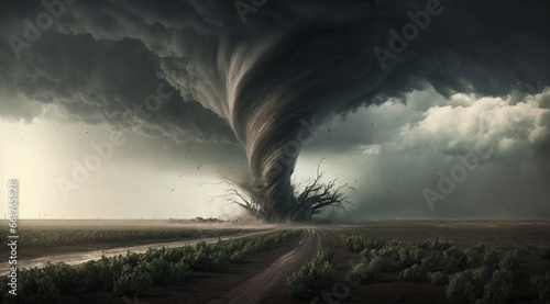 Design an image of a tornado. Generative AI