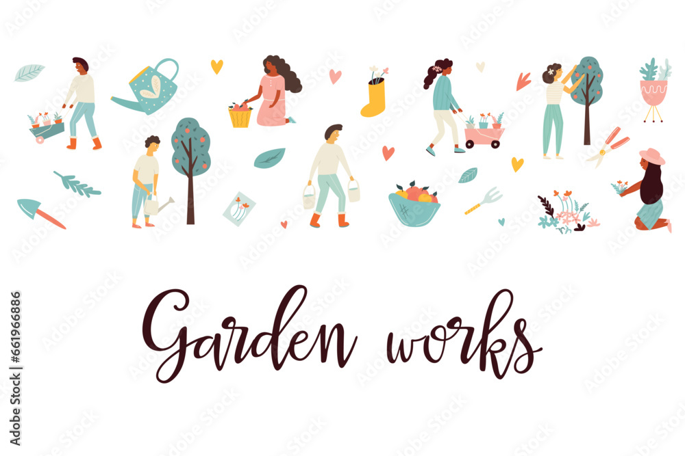 Garden festival invitation template with farmers