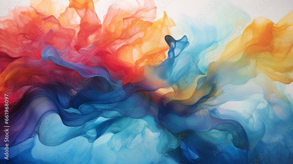 Generate an abstract masterpiece filled with fluid, watercolor-like transitions between vibrant shades.
