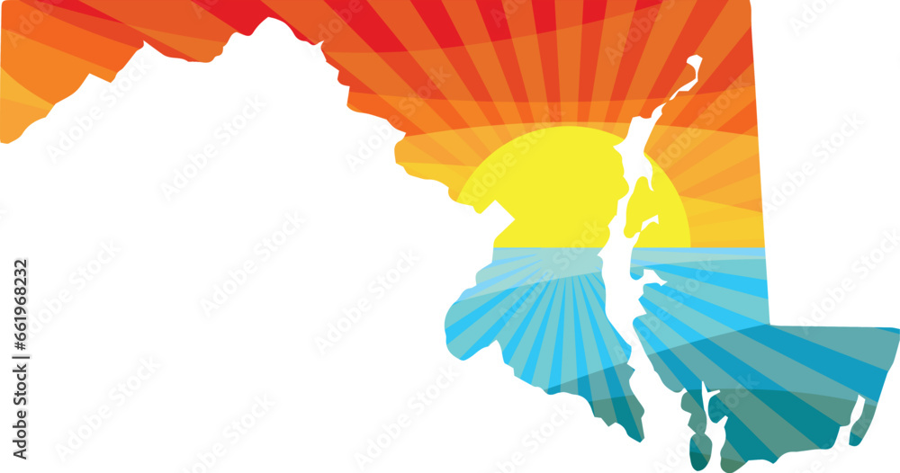 Colorful Sunset Outline of Maryland Vector Graphic Illustration Icon
 - obrazy, fototapety, plakaty 