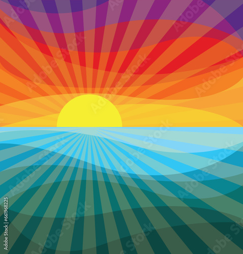 Colorful Sunset Rainbow Bright Vector Graphic Illustration Icon
