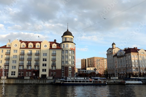 View of the Kaiserhof Hotel in the historical-ethnographic and trade-craft complex "Fish Village" in Kaliningrad