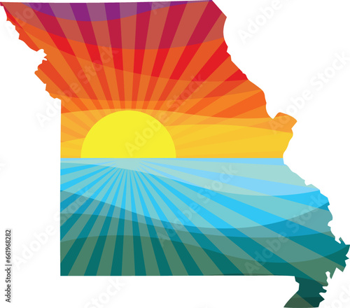 Colorful Sunset Outline of Missouri Vector Graphic Illustration Icon
 photo