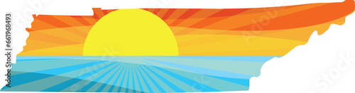 Colorful Sunset Outline of Tennessee Vector Graphic Illustration Icon
